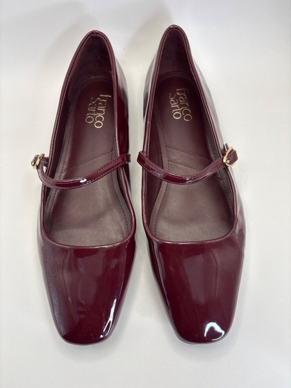 Franco Sarto Valie Mary Jane Flat Square Toe Shoe Patent Burgundy Size 8 - Picture 2 of 7